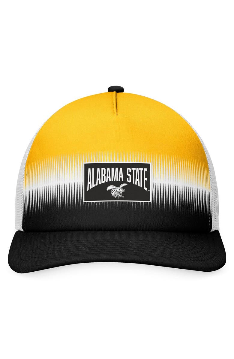 TOP OF THE WORLD Men's Top of the World Black/Gold Alabama State Hornets Daybreak Foam Trucker Adjustable Hat, Alternate, color, Black