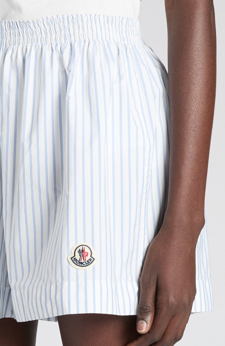 Moncler Stripe Logo Patch Shorts, Alternate, color, Panna