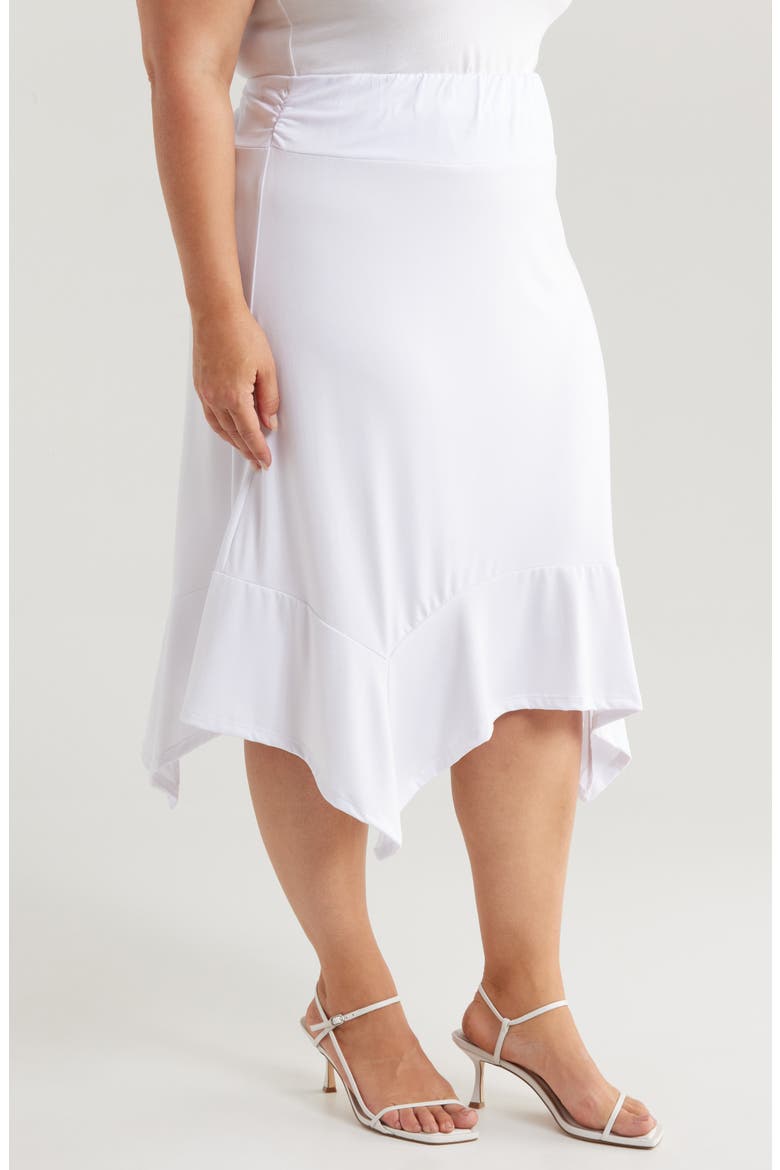 Handkerchief Hem Jersey Midi Skirt, Alternate, color, WHITE
