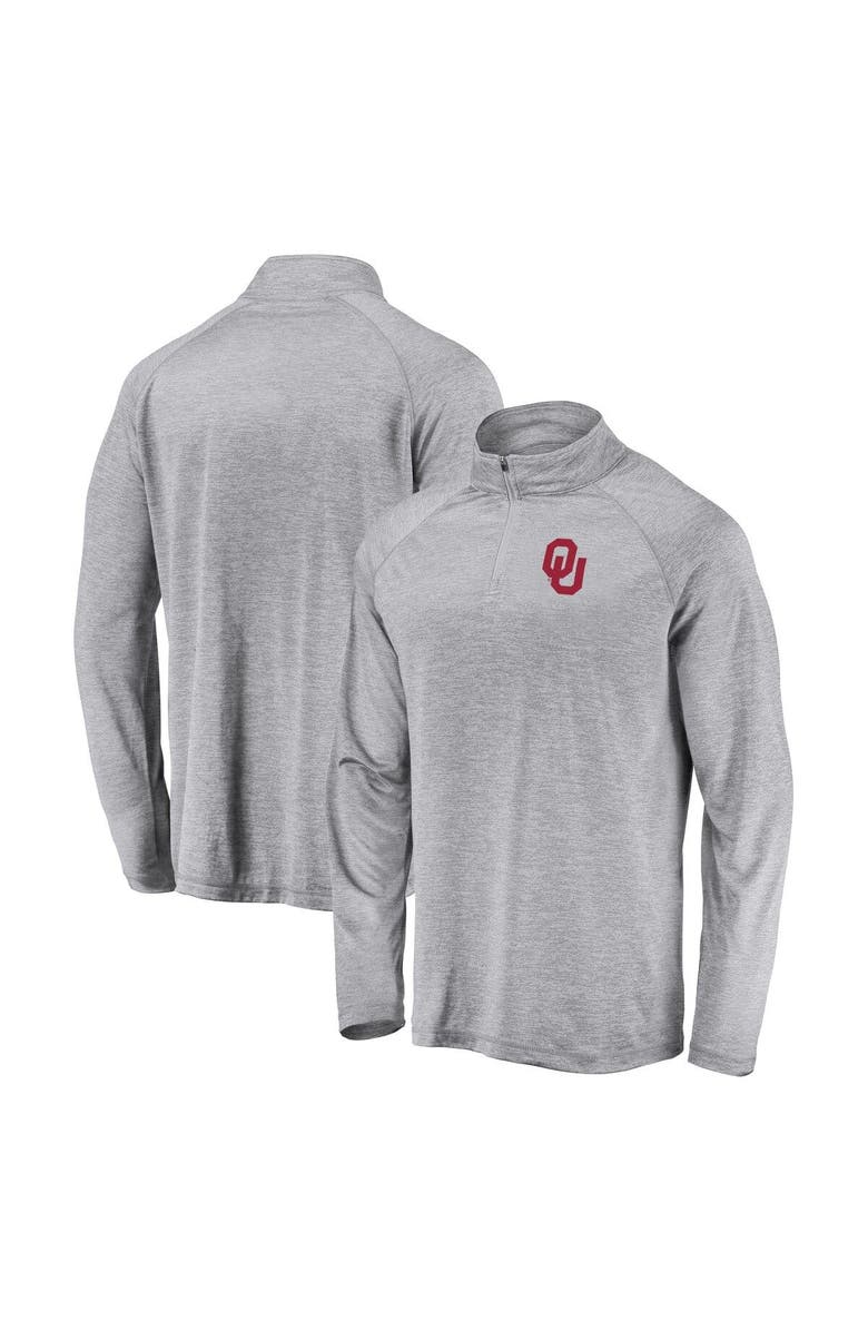 FANATICS Men's Fanatics Branded Gray Oklahoma Sooners Striated Raglan Lightweight Quarter-Zip Top, Main, color, 