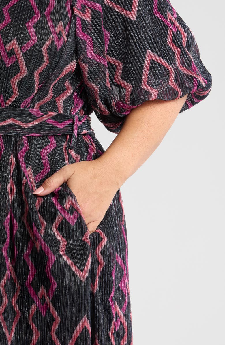 CIEBON Aniston Plissé Belted Minidress, Alternate, color, Black Multi