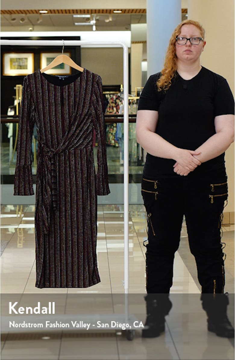 Paula Metallic Stripe Long Sleeve Midi Dress, sales video thumbnail