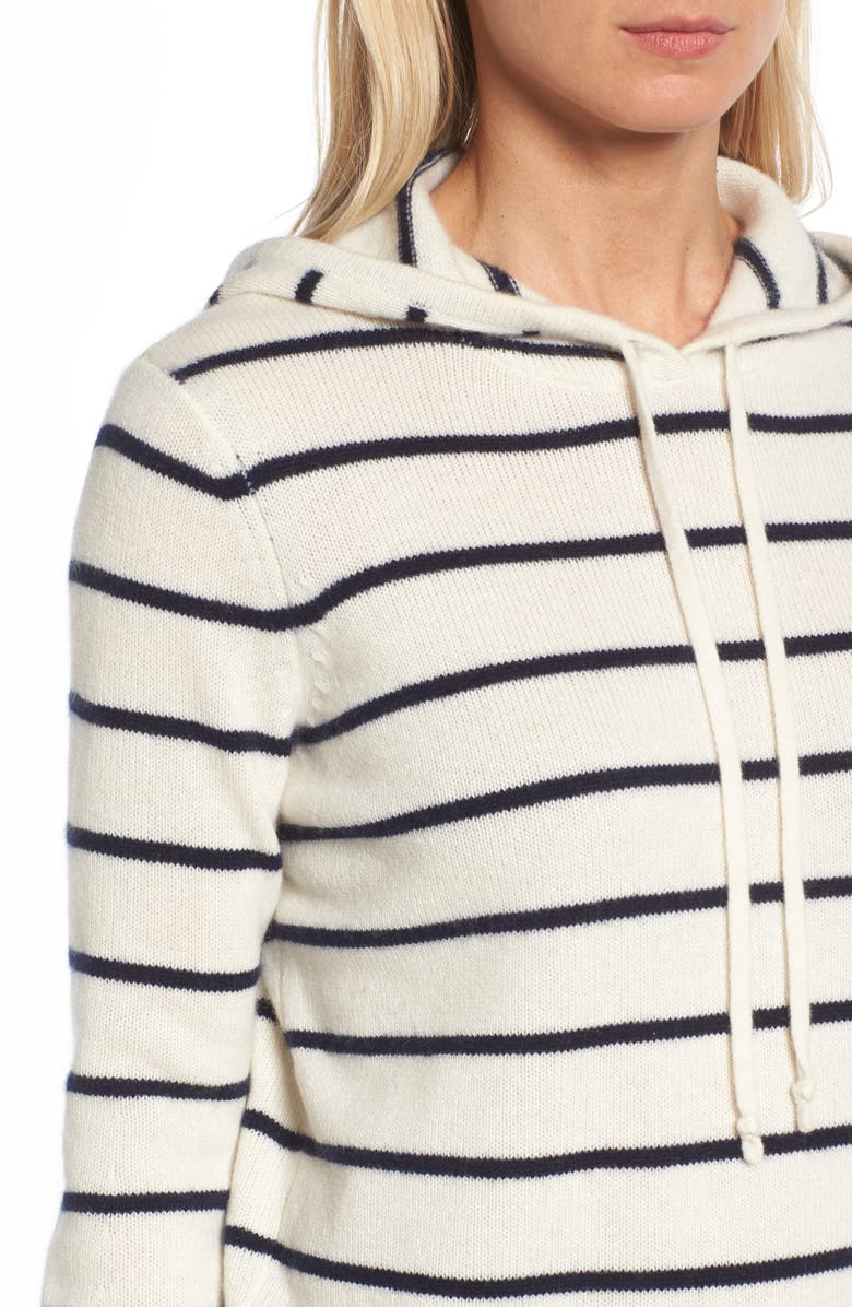 Nordstrom Signature Stripe Cashmere Hoodie, Alternate, color,