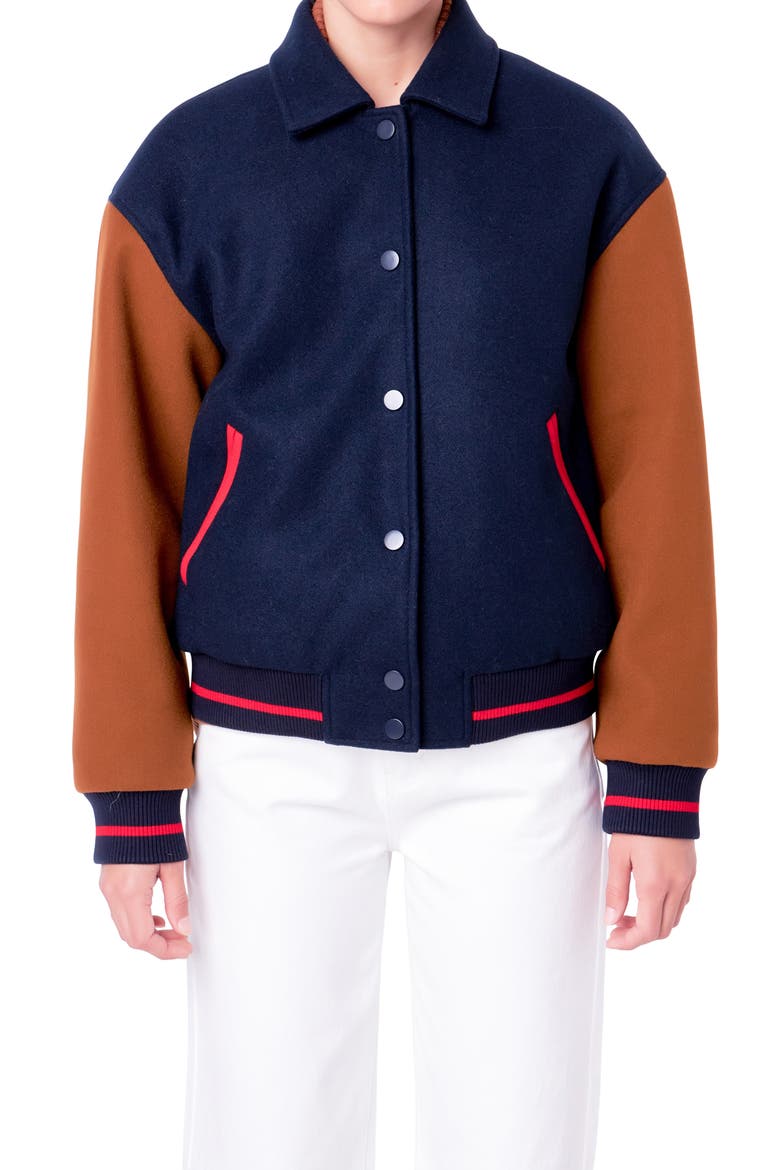 Colorblock Bomber Jacket, Alternate, color, NAVY MULTI