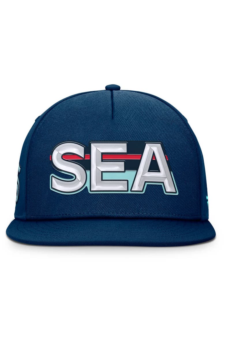 FANATICS Men's Fanatics Deep Sea Blue Seattle Kraken Authentic Pro Rink Team Code Snapback Hat, Alternate, color, Navy
