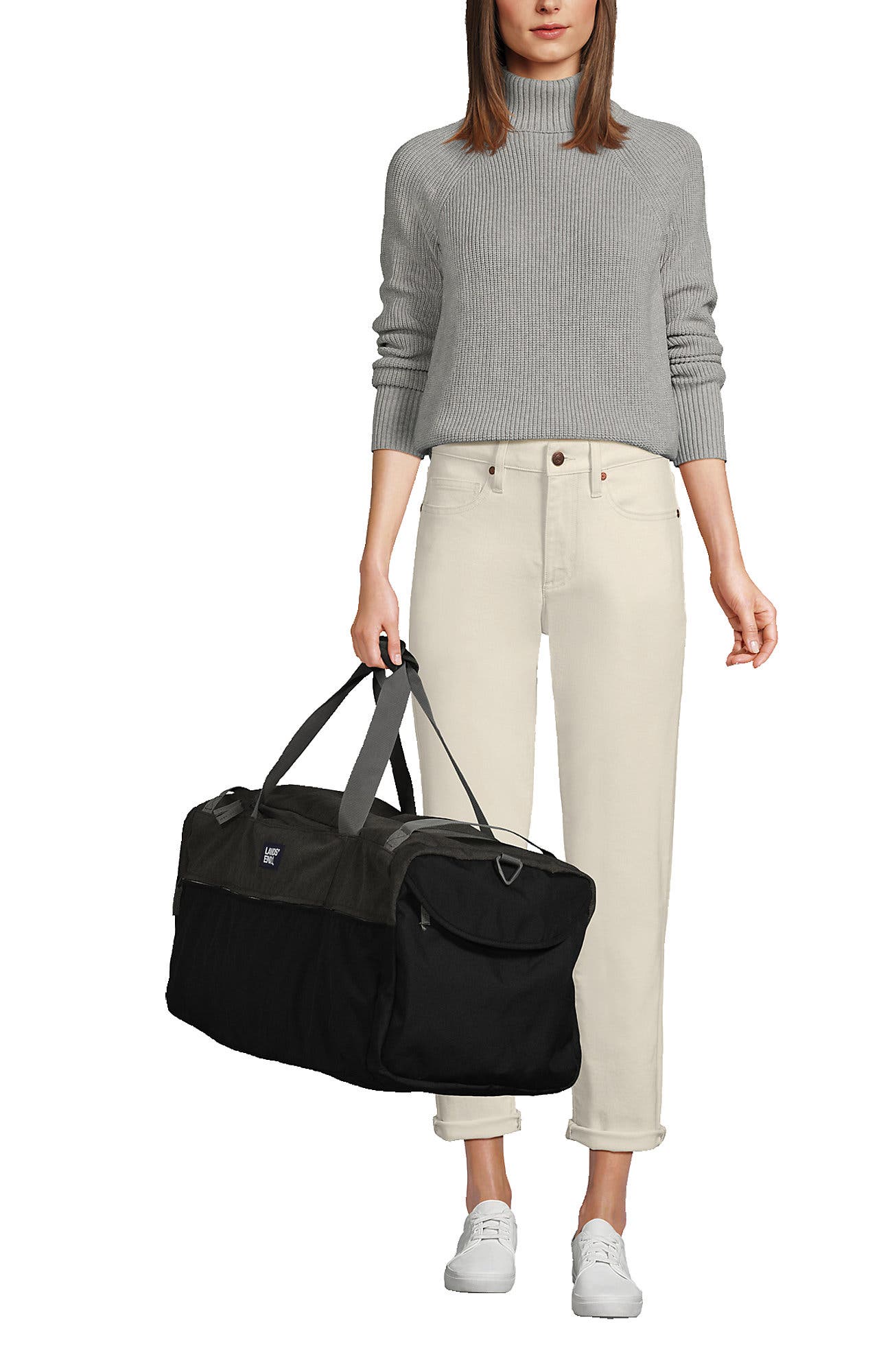 Lands' End Small All Purpose Travel Duffle Bag, Alternate, color, Oxidized Gray Heather
