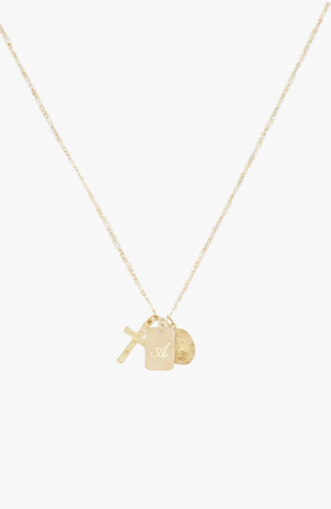 Custom Initial St. Christopher Protection 14k Gold Filled Necklace