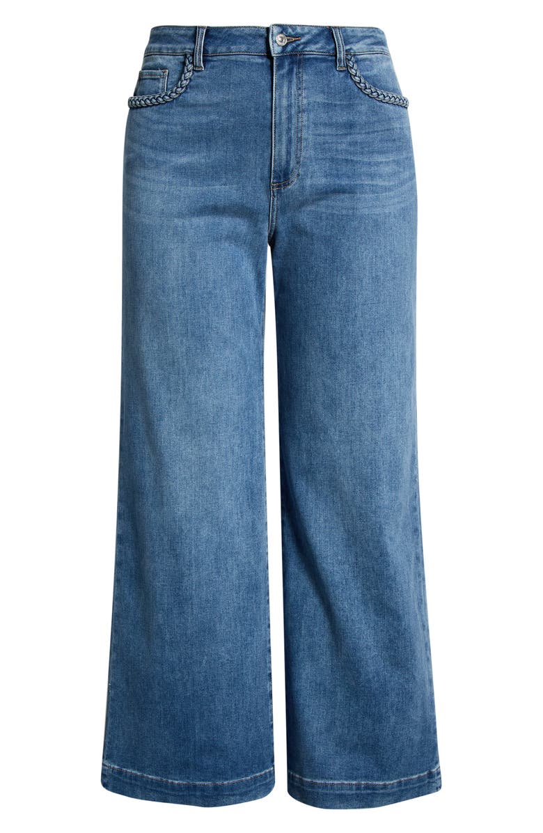 PAIGE Anessa Braided Pocket High Waist Wide Leg Jeans, Main, color, Encino