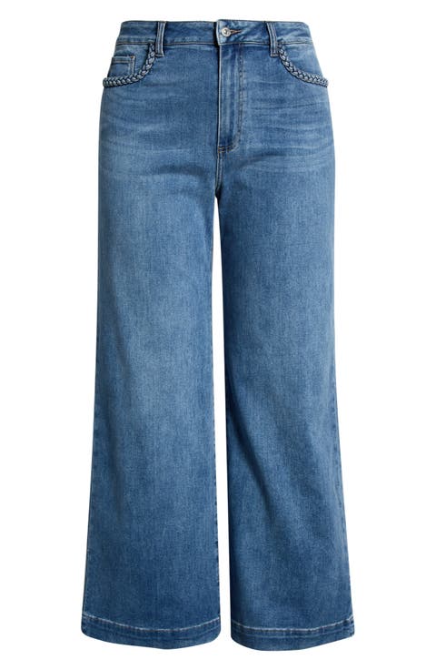 Anessa Braided Pocket High Waist Wide Leg Jeans (Encino)