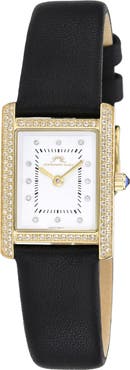 PORSAMO BLEU Karolina Diamond & Topaz Leather Strap Watch, 30mm