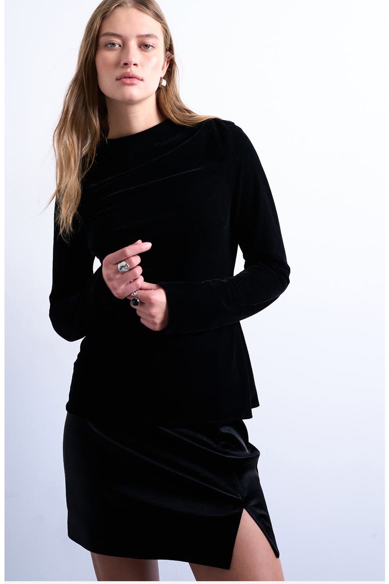 Cowl Neck Velvet Top, Main, color, BLACK
