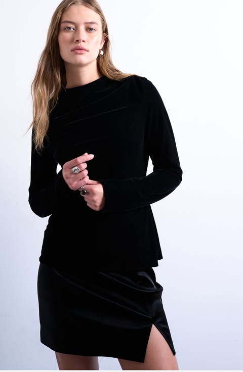 Cowl Neck Velvet Top