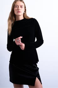 Topshop Cowl Neck Velvet Top