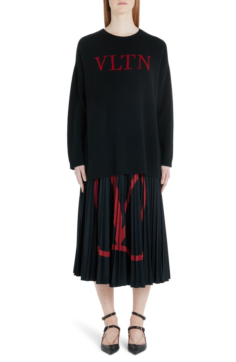 Valentino VLTN Logo Wool & Cashmere Sweater, Alternate, color, 