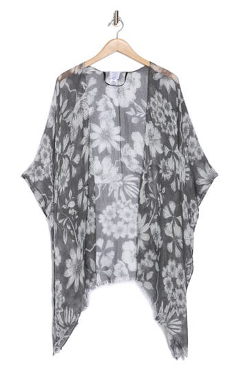 Melrose And Market Floral Print Ruana In Black Combo
