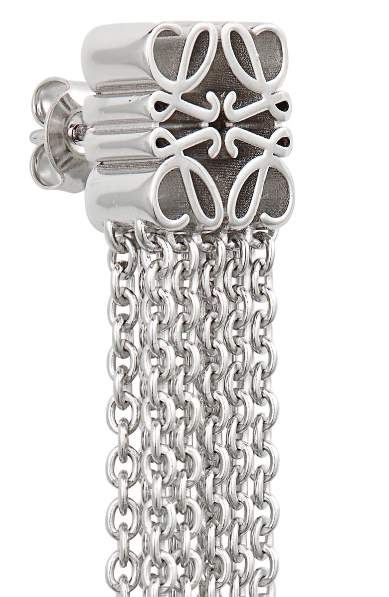 Loewe Anagram Sterling Silver Fringe Earrings, Alternate, color,