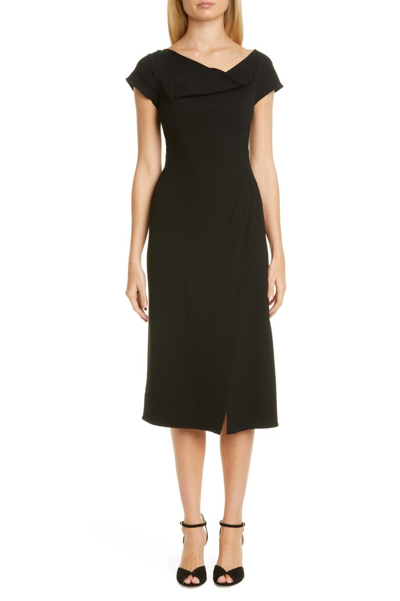 Drape Neck Dress, Main, color, BLACK