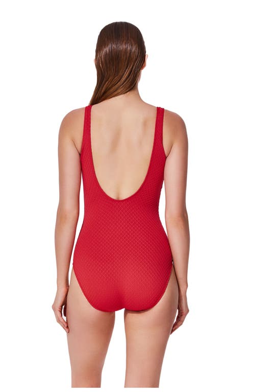Gottex St. Tropez High Neck Mastectomy Textured One Piece In Red