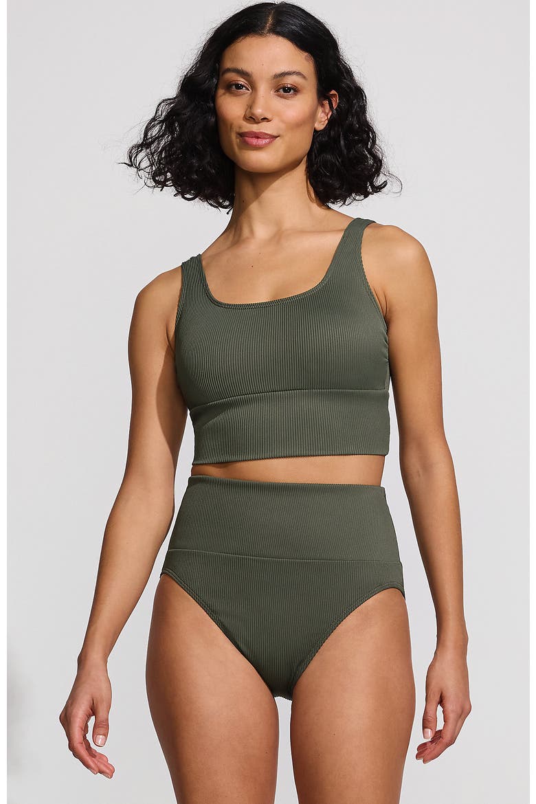 Tugless Tankini Top and High Waisted Bottom Swimsuit Set, Main, color, Rich Olive Green Ottoman