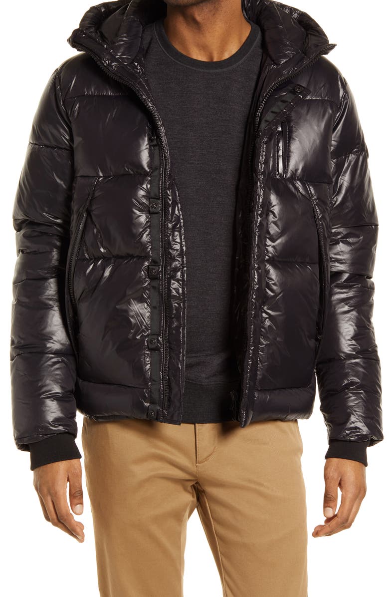Noize Men's Hank Luxe Shine Puffer Coat, Main, color, Black