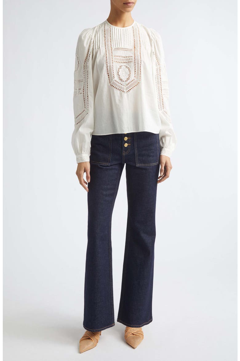Marlowe Long Sleeve Cotton Top, Alternate, color, PRISTINE