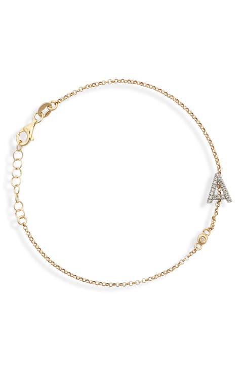 Diamond Initial Bezel Bracelet