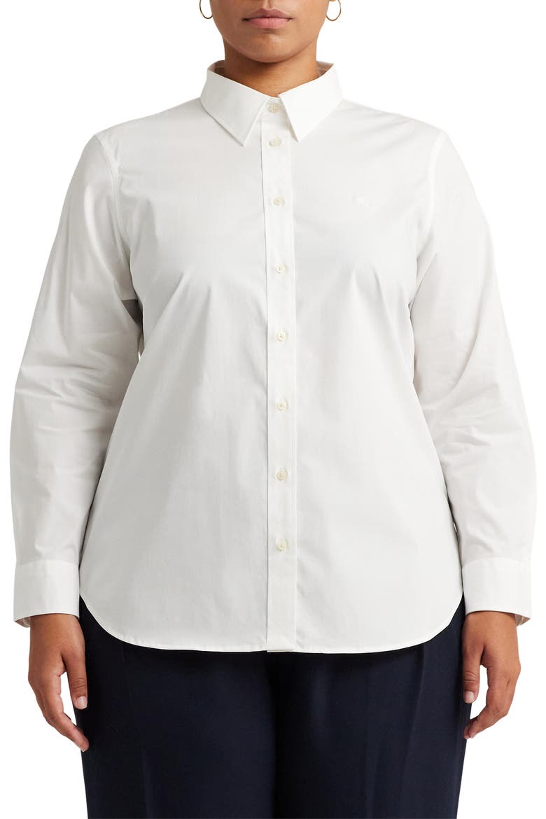 No-Iron Stretch Cotton Shirt, Main, color, WHITE