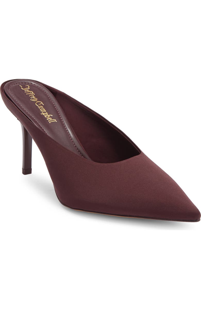 Jeffrey Campbell Ecoute Pointed Toe Mule, Main, color, Brown Satin