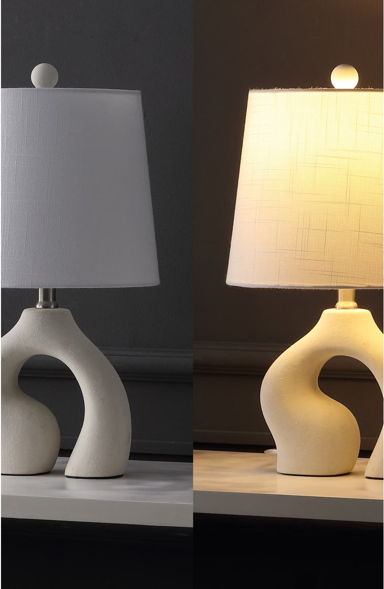 JONATHAN Y Tula 19" Scandinavian Minimalist Ceramic Arch LED Table Lamp, Alternate, color, 
