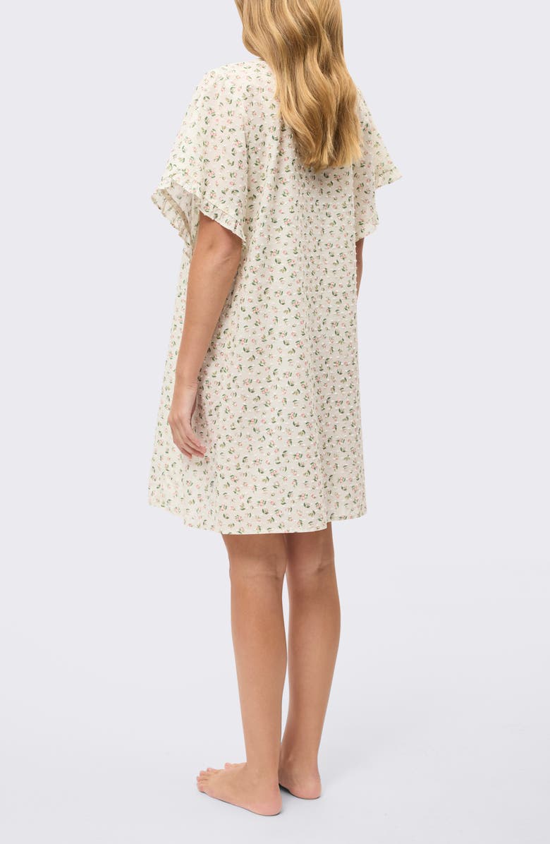 Papinelle Swiss Dot Frill Cotton Nightgown, Alternate, color, Rosebud Floral