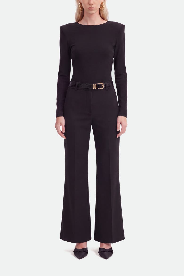 Belted Straight Leg Trousers, Alternate, color, Black