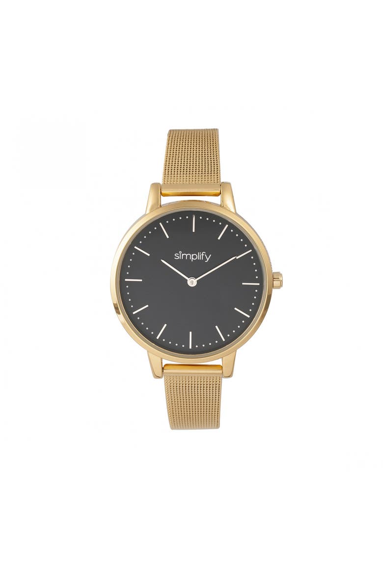 SIMPLIFY The 5800 Mesh Bracelet Watch, Main, color, Gold/Black