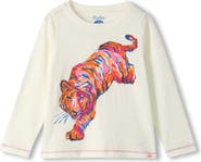 Hatley Kids' Fierce Tiger Long Sleeve Cotton Graphic T-Shirt