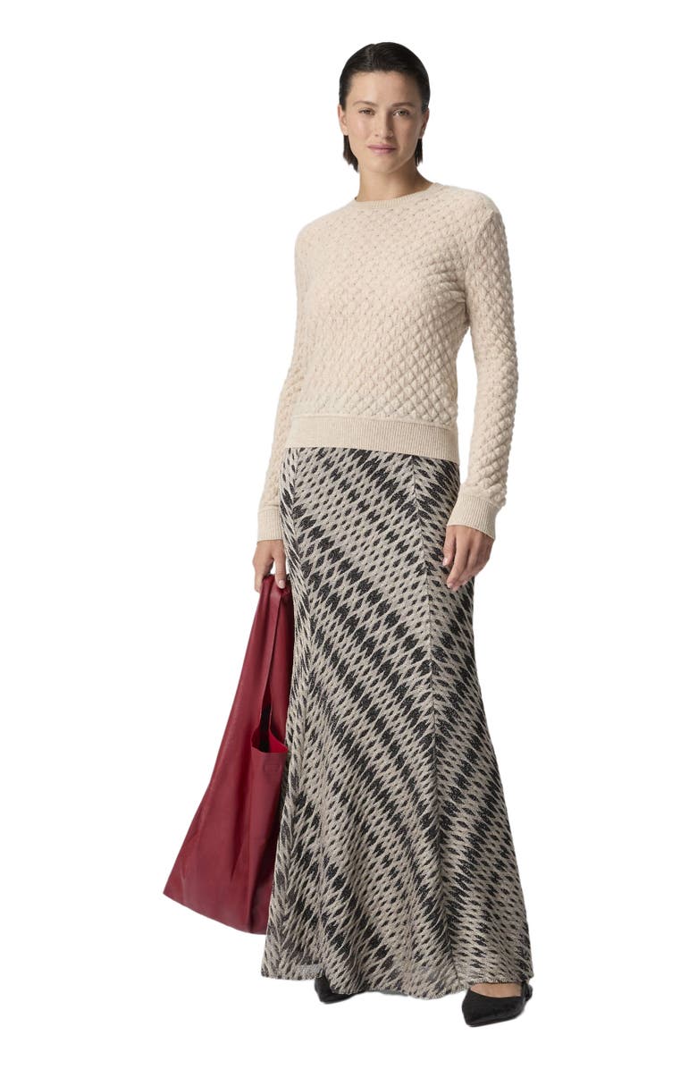 Missoni Cashmere Crewneck Sweater With Lace Pattern, Main, color, Beige