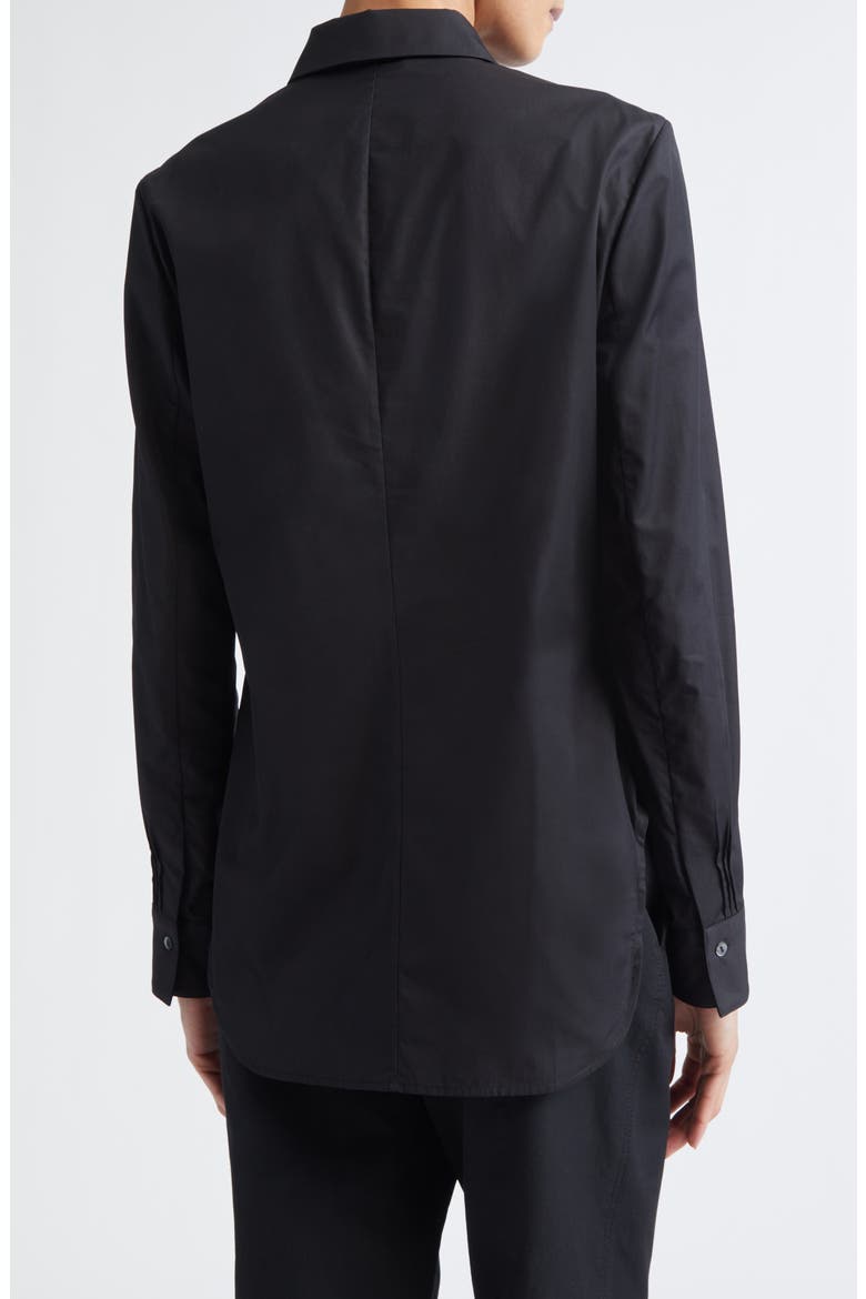 Natalia Pintuck Cotton Poplin Button-Up Shirt, Alternate, color, BLACK