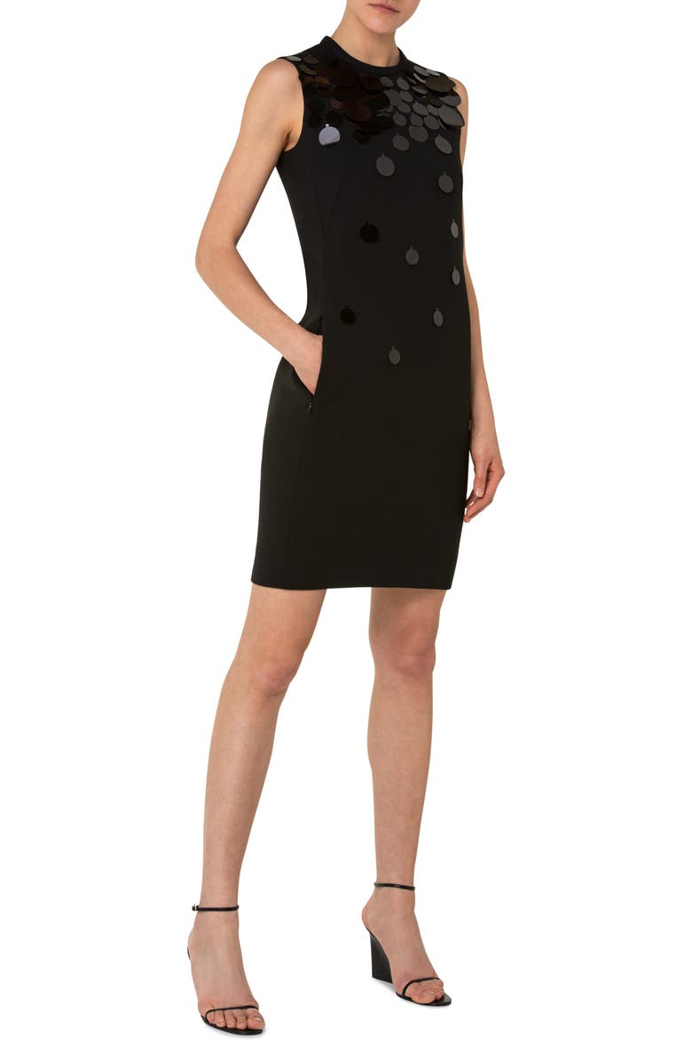 Akris punto Paillette Sleeveless Stretch Wool Shift Dress, Alternate, color, 