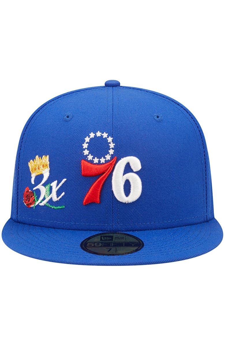 New Era Men's New Era Royal Philadelphia 76ers 3x NBA Finals Champions Crown 59FIFTY Fitted Hat, Alternate, color, Royal