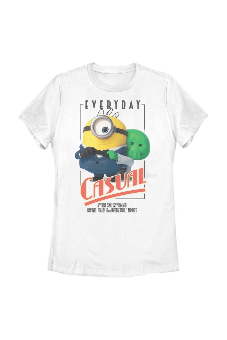 Juniors Minions & Monsters Everyday Casual T Shirt, Main, color, White