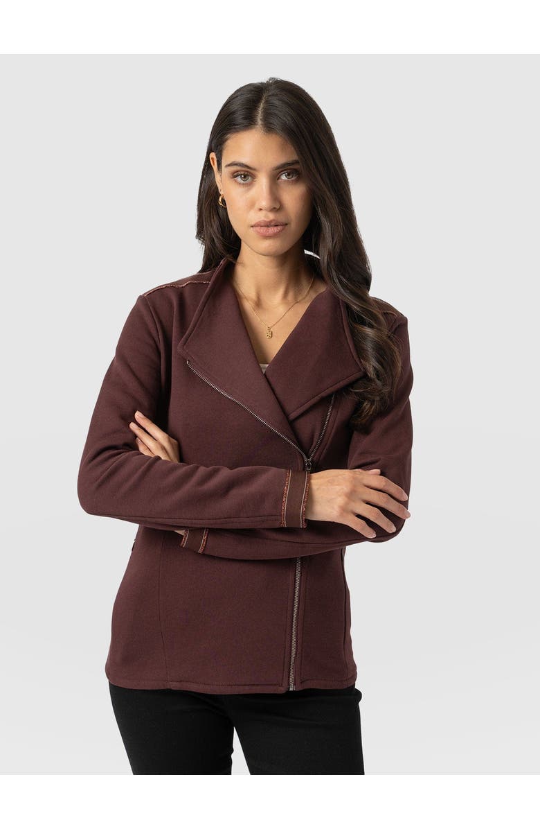 Saint + Sofia Cotton Biker Jacket, Alternate, color, Maroon