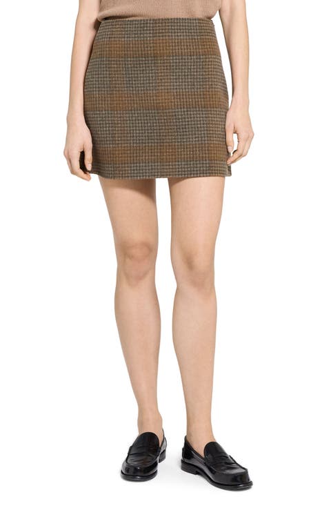 Plaid Wool & Cashmere Miniskirt
