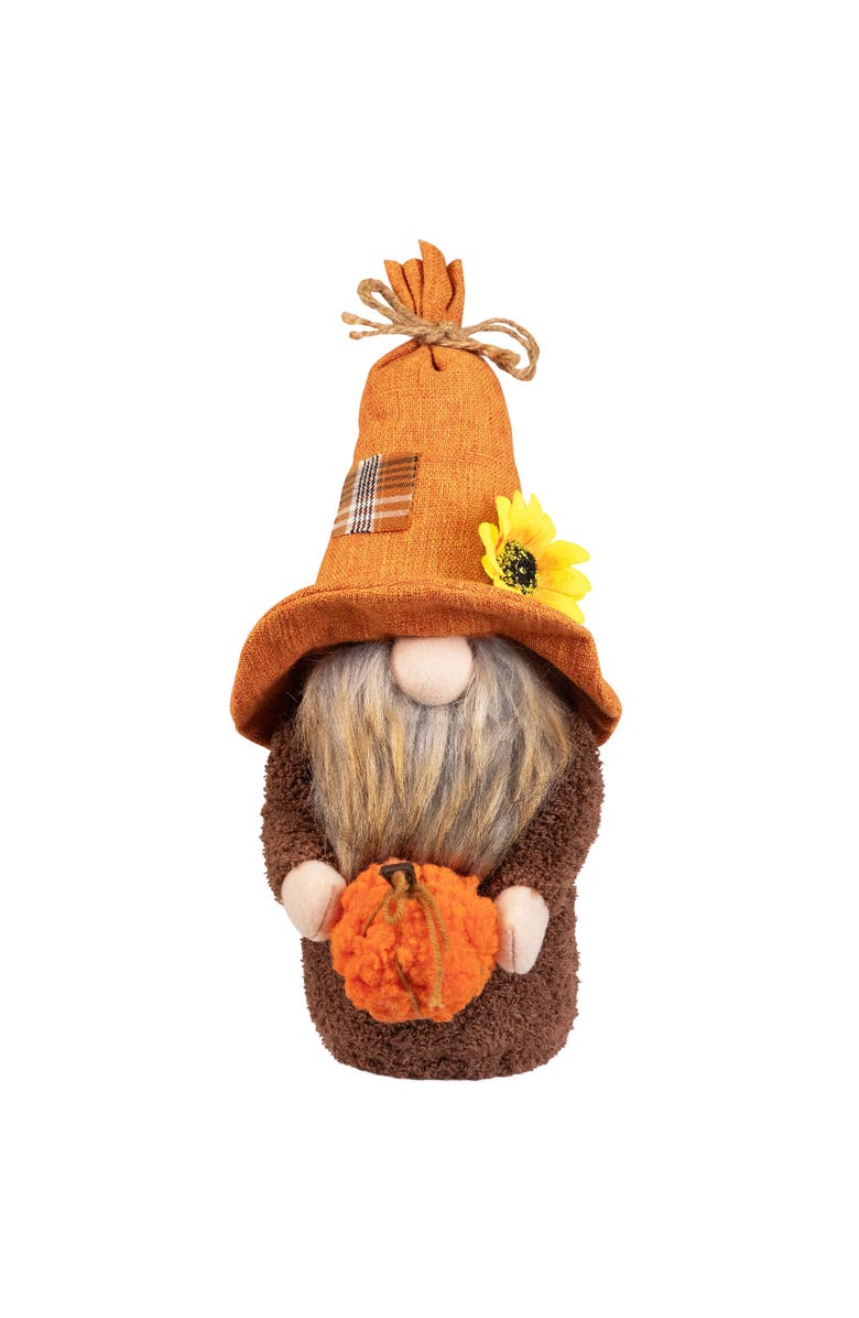 Northlight Sunflower and Pumpkin Gnome Fall Harvest Decoration - 13", Main, color, Orange