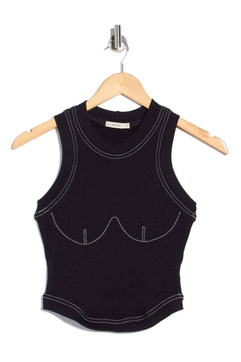 TANK BUST DETAIL TOP, Alternate, color, BLACK