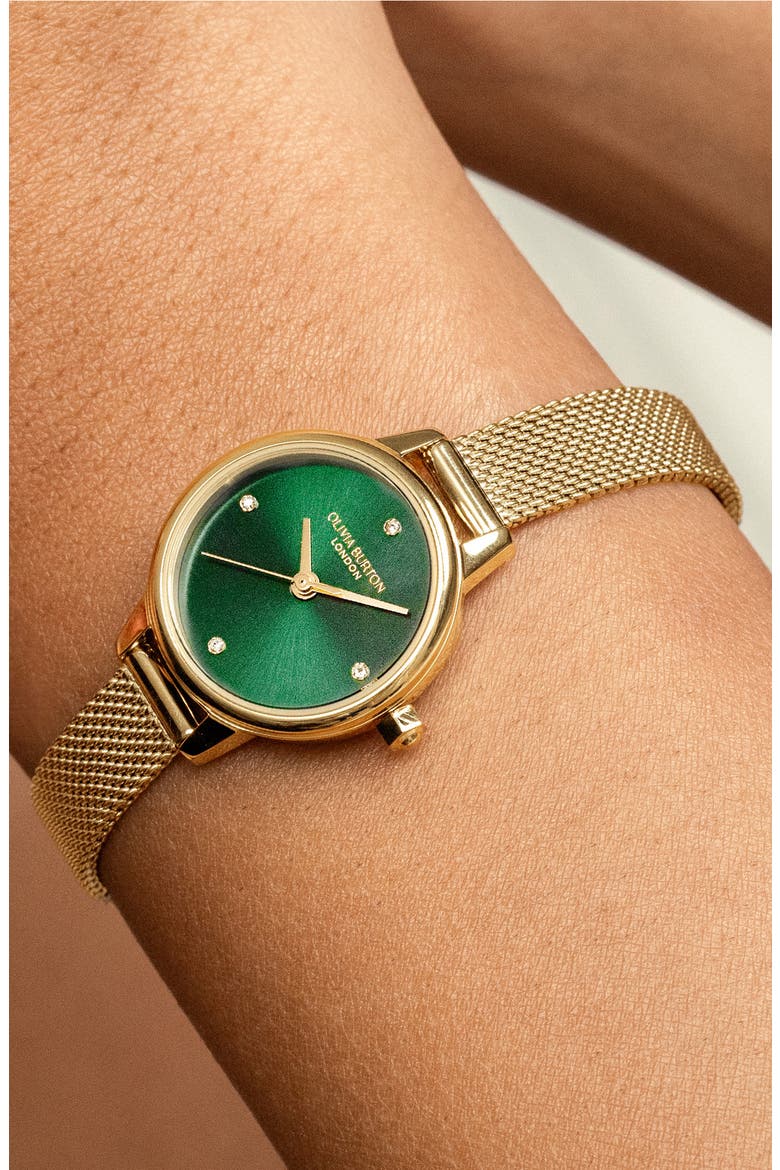 Mini Classic Mesh Strap Watch, 23mm, Alternate, color, GREEN
