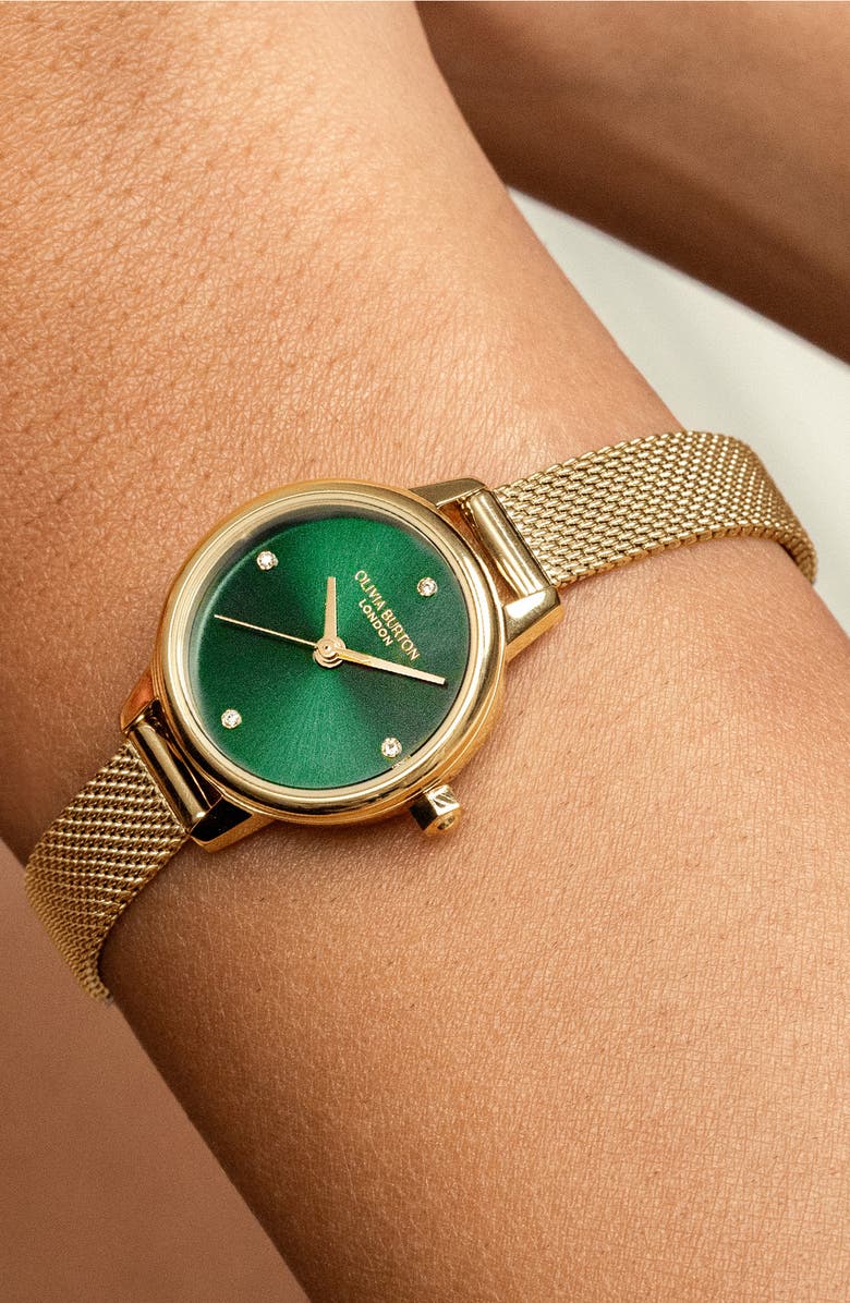 Olivia Burton Mini Classic Mesh Strap Watch, 23mm, Alternate, color, Green