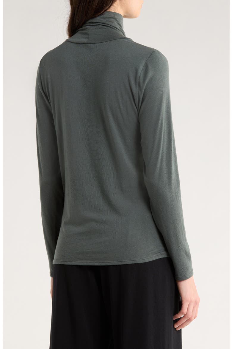 Turtleneck Stretch Organic Cotton Blend Top, Alternate, color, EVERGLADE