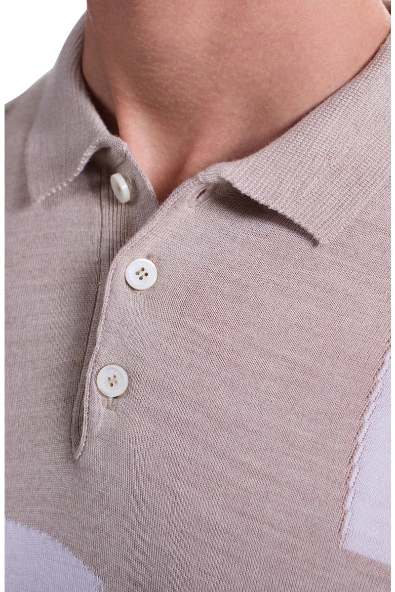 Colorblock Merino Wool Polo Sweater, Alternate, color, SAND