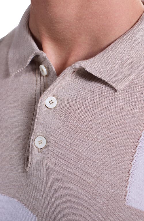 Bugatchi Colorblock Merino Wool Polo Sweater In Brown