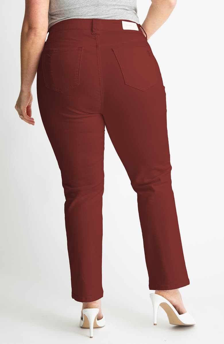 SLINK Jeans High Waist Ankle Slim Straight Leg Pants, Alternate, color, Burgundy