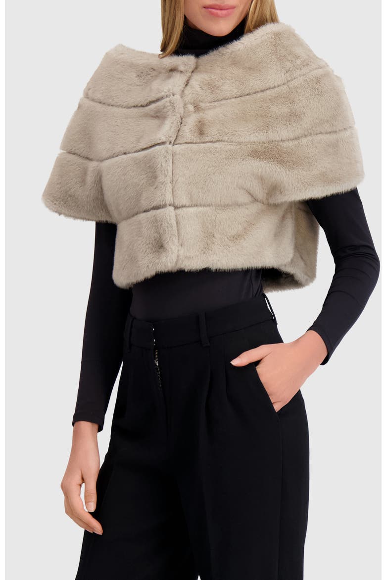 Fur-Free Mink (Faux Fur) Capelet, Alternate, color, SILVER BLUE