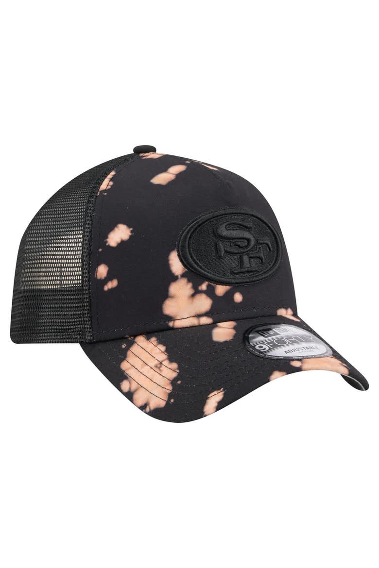 Men's New Era Black San Francisco 49ers Bleached 9FORTY A-Frame Adjustable Hat, Alternate, color, Black